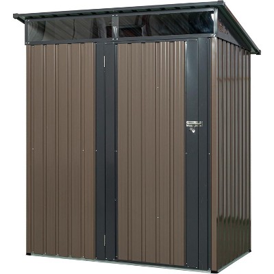 5x3ft Metal Garden Storage Shed, Outdoor Steel Shed with Sliding Doors & Lock, Aluminum Frame for Easy Assembly, Perfect for Patio & Lawn