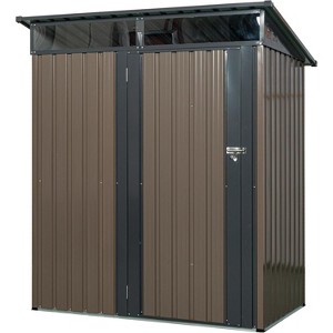 5x3ft Metal Garden Storage Shed, Outdoor Steel Shed with Sliding Doors & Lock, Aluminum Frame for Easy Assembly, Perfect for Patio & Lawn - 1 of 4
