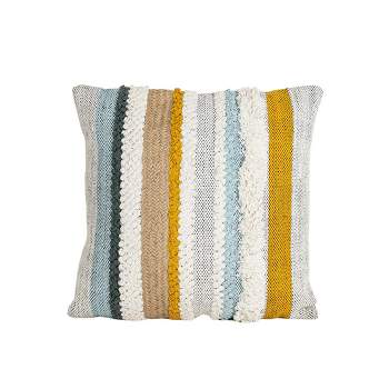 Striped with Fringe Filled Throw Pillow Mustard by Foreside Home & Garden