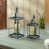 18" Bradford Metal Outdoor Lantern Set Black - Smart Living - 3 of 4