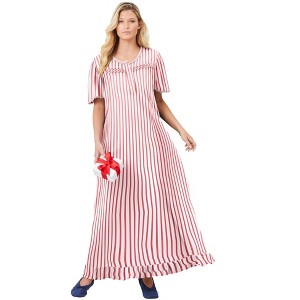 Dreams & Co. Long Floral Print Cotton Gown - 1 of 4