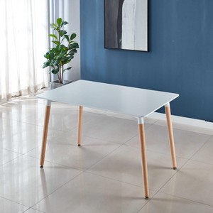 NicBex 45.27" Modern Rectangle Dining Table,Kitchen Table with MDF Table Top and Metal Legs for 4-6 Seaters,White - 1 of 4