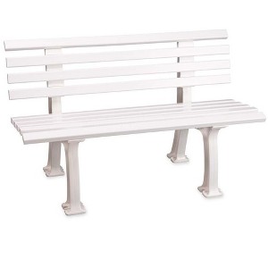 Plow & Hearth Weatherproof German PVC Outdoor Bench | Holds Up to 500 lbs | Garden Patio Porch Park Deck | Steel and Resin | White - 1 of 1
