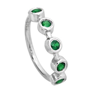 Jewelry Avalanche 20G 14K Gold 5-stone Bezel Set Emerald Nose Hoop, 8mm, May Birthstone Hoop - 1 of 4