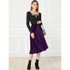 Allegra K Women's Vintage High Elastic Waist Velvet Pleated Flowy Swing Midi Skirt - 3 of 4