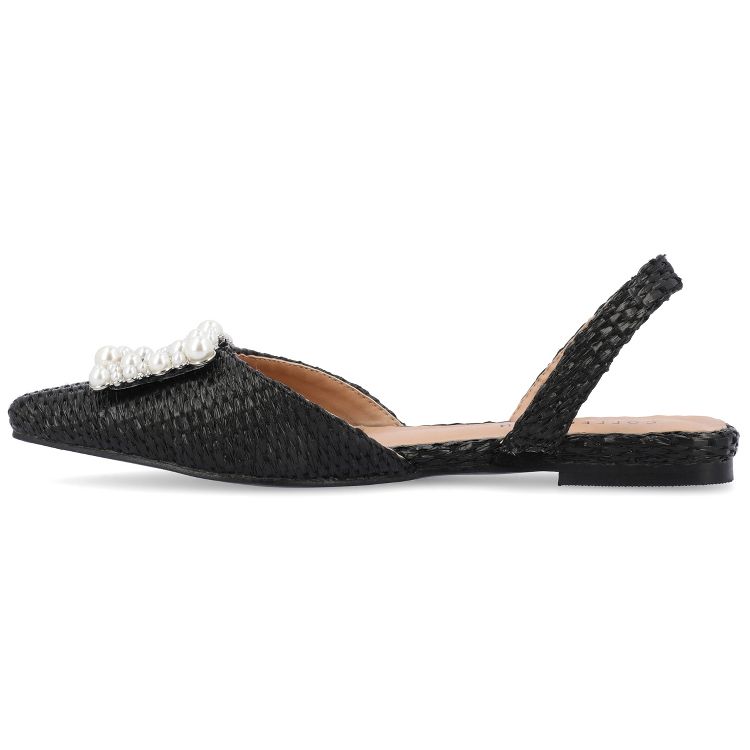 Journee Collection Women's Hannae Sling Back Pointed Toe Flats Black 8. ...