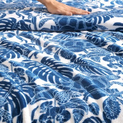 Turtle Bay Blue Ultra Soft Plush Reversible Throw Blanket 50" x 70"