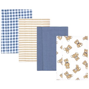Hudson Baby Infant Boy Cotton Flannel Burp Cloths, Gentleman Bear, One Size - 1 of 4