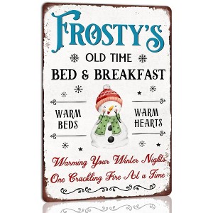 Old Time Bed and Breakfast Metal Tin Sign Christmas Theme Retro Poster - 1 of 2