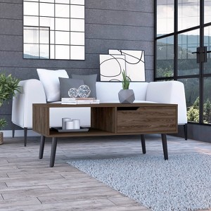 CAVINAS Coffee Tables for Living Room Rectangle Modern Coffee Table with 1 Drawer and 4 Stylish Legs, 1 Open Shelf - 1 of 4