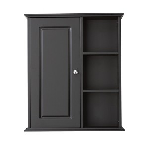 VANIRROR Bathroom Wall Cabinet Over The Toilet Storage Cabinet, Wooden Medicine Cabinets for Bathroom Laundry Room Kitchen (Black) - 1 of 4