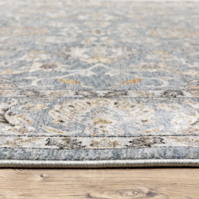 Maharaja Blue and Ivory Synthetic Traditional Area Rug 5'3" x 7'6"