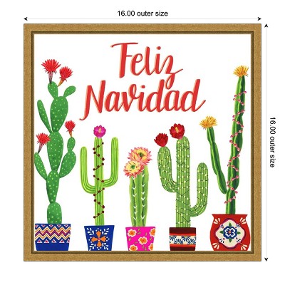 Feliz Navidad Tropical Cactus Canvas Wall Art Print