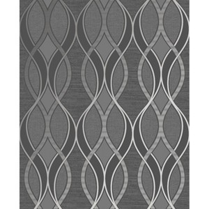 Ribbon Geo Grey and Silver Wallpaper - 1 of 4