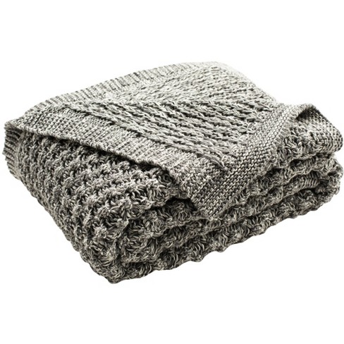 Fishbone Thick Thread Knitted Blanket, 51*63in / Dark Gray