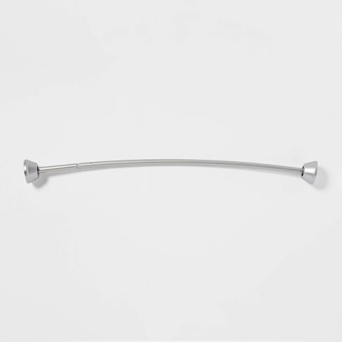 Round shower curtain rod for quarter-circle bathtub, stainless steel black  or white.