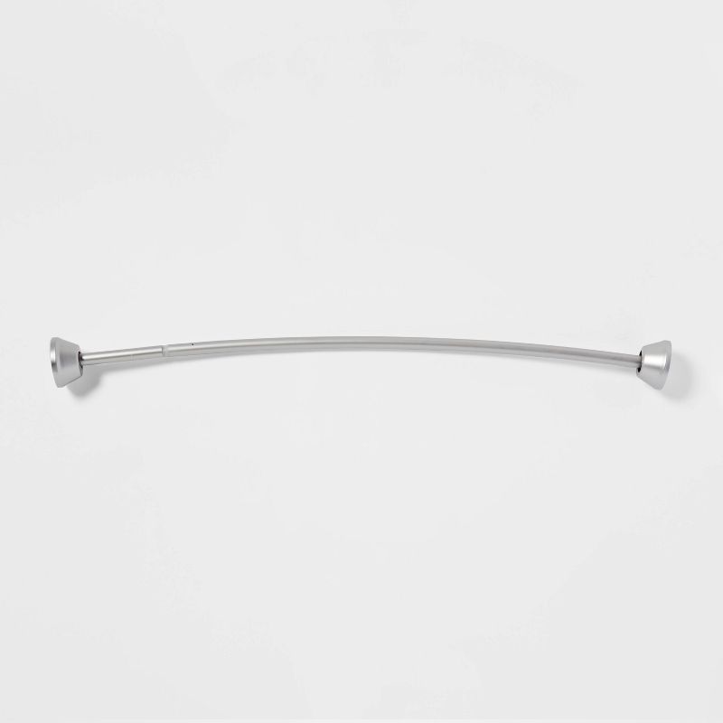 72&#34; Tapered End Cap Curved Aluminum Shower Curtain Rod Tension or Permanent Mount - Made By Design&#8482;, 1 of 7