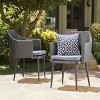Set of 2 PE Rattan Outdoor Dining Chairs with Cushions,Weather-Resistant Wicker Armchairs for Porch or Garden-Cuddlewood - 2 of 4