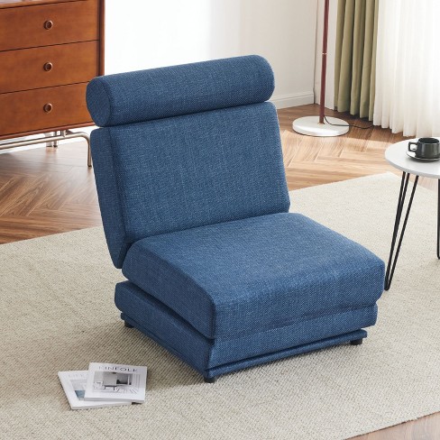 NicBex Foldable Futon Sofa Bed with Pillow Portable Single Linen Sofa Chair Convertible Sleeper Couch for Living Room Blue