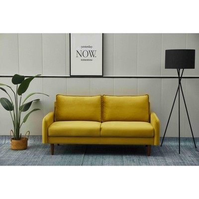 Velvet Sofa Mid-Century Modern Couch with Wooden Legs for Living Room