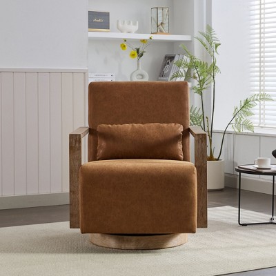 NixBex Modern Swivel Accent Chair with Solid Wood Armrests Comfy Chair Lounge Chair for Bedroom, Living Room, Office
