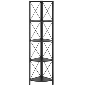 Vynxaria 60" Black Corner Bookshelf - Modern 4-Tier Etagere for Office and Bedroom - 1 of 4