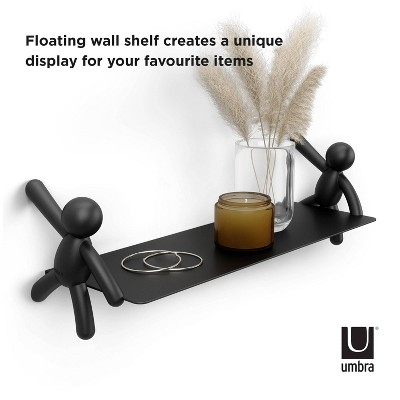 Black Steel Buddy Floating Wall Shelf