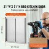 VEVOR BBQ Access Door, 31W x 31H Inch Double Outdoor Kitchen Door, Stainless Steel Flush Mount Door, Wall Vertical Door with Handles - 3 of 4