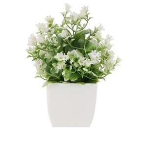 Unique Bargains Artificial Tree Bellflowers in Mini Square Cup Plastic 2.64"x2.64"x6.69" 1 Pc - 1 of 4