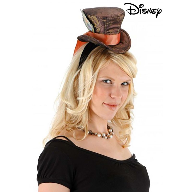 HalloweenCostumes.com  Womens Disney Mad Hatter Mini Costume Hat for Adults, Black/Orange/Brown, 3 of 6