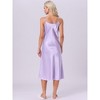 cheibear Women's Breathable V-Neck Satin Silky Camisole Midi Nightdress - 3 of 4