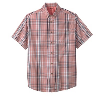 Kingsize Men's Big & Tall Short Sleeve Wrinkle-free Sport Shirt - Xl,  Salmon Plaid : Target