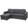 HOMCOM Sectional Sleeper Sofa, Linen Fabric L Shaped Couch with Pull out Bed, Reversible Storage Chaise for Living Room, Apartment, 3-seat - 4 of 4