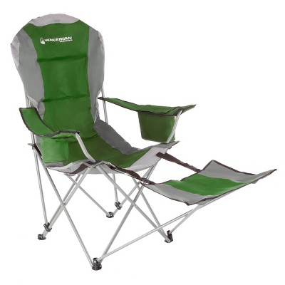Leisure Sports Reclining Quad Camp Chair with Footrest and Drink Holder - Green