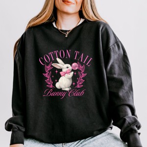 Cotton Tail Bunny Club Bubblegum - Women's Lightweight Garment Dyed Sweatshirt - 1 of 3