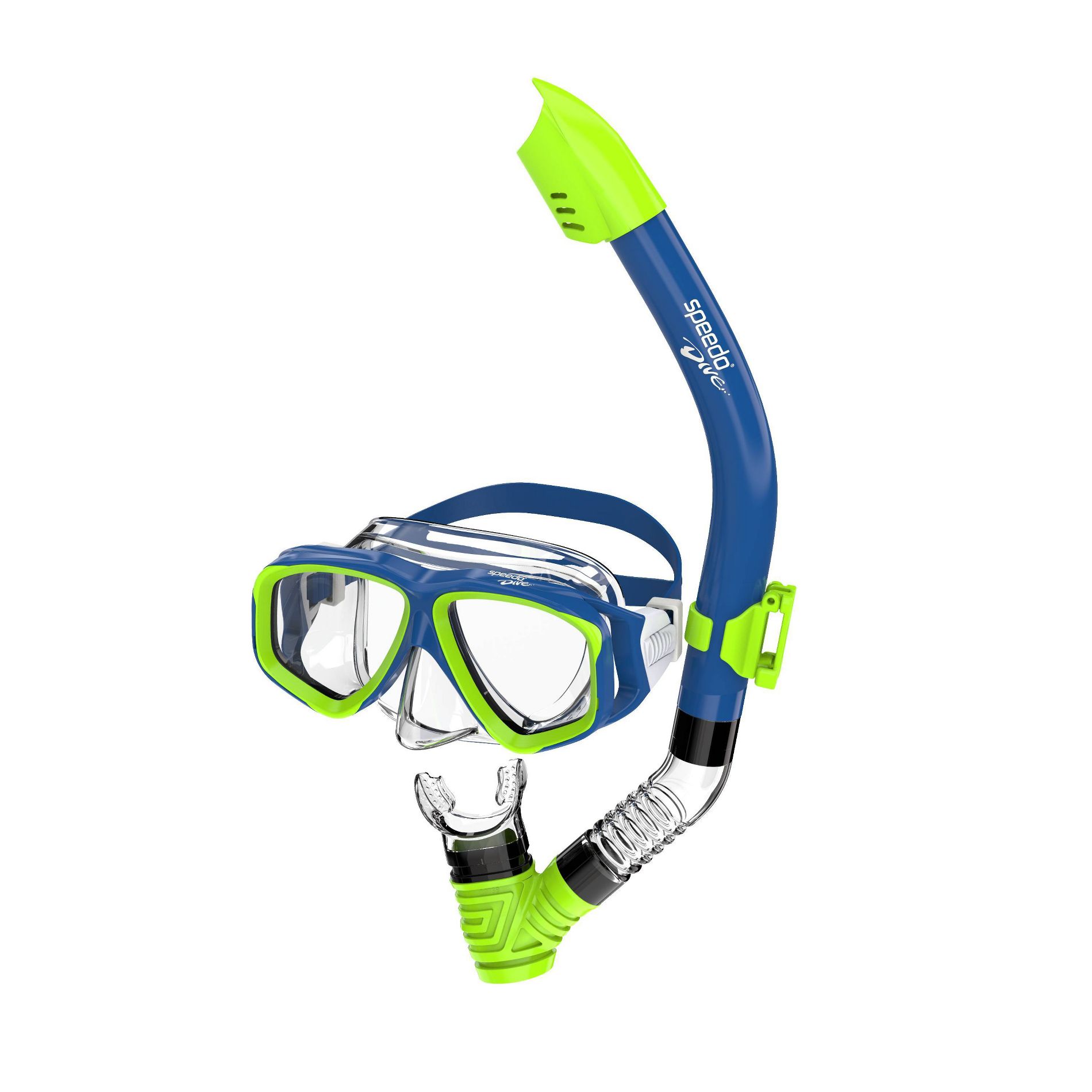 Speedo Junior Reefscout Mask & Snorkel Set - Blue/Green: Ages 6-14, Polycarbonate