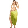 LA LEELA Swim Cover Up Short Women's Beachwear Summer Pool Beach Wraps Skirt Swimwear Sarong Sheer Coverups Scarf for Women One Size Green Solid - 2 of 4
