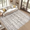 Vintage Machine Washable Area Rug for Living Room Kitchen Non Slip Non Shedding Distressed Floral Printed Carpet - 3 of 4
