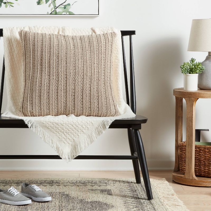 Oversized Chunky Rib Knit with Linen Reverse Throw Pillow - Threshold™, 2 of 8