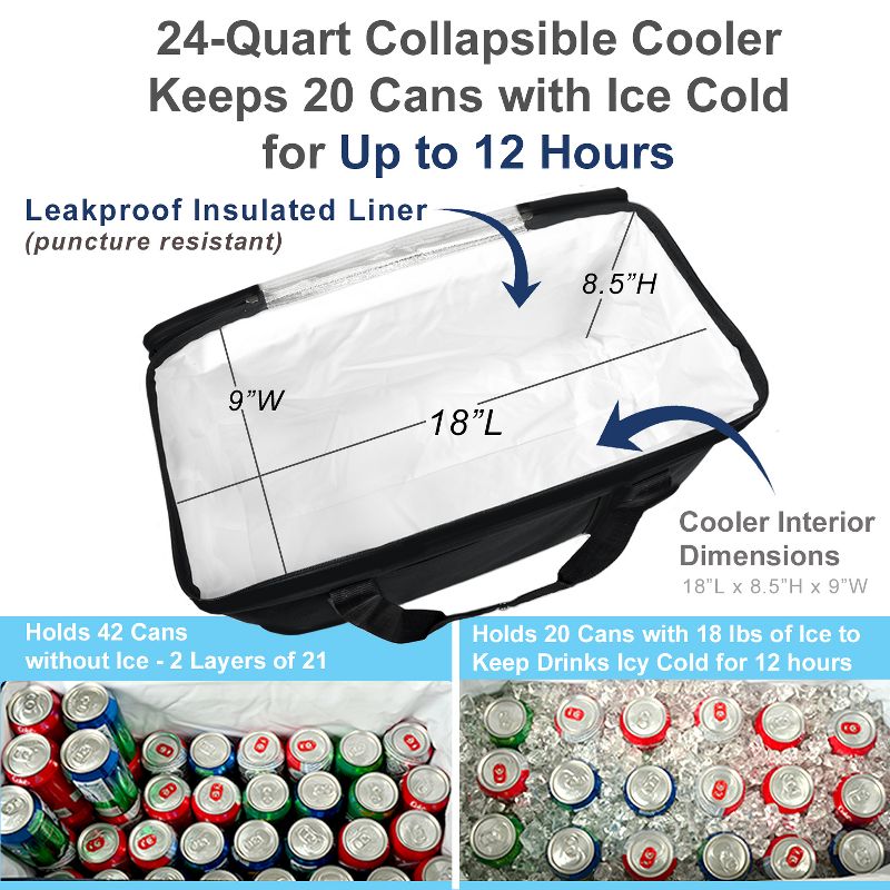 Picnic at Ascot Ultimate 24 - Quart Cooler- Combines Best Qualities of Hard & Soft Collapsible Coolers, 4 of 6
