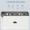 INFURNIC Pet Bowl Elevated Dog Feeding Station with Storage Drawer Stainless Steel Bowls for Large Dogs, White, 23.5"*11.75"*14.25" - 2 of 4