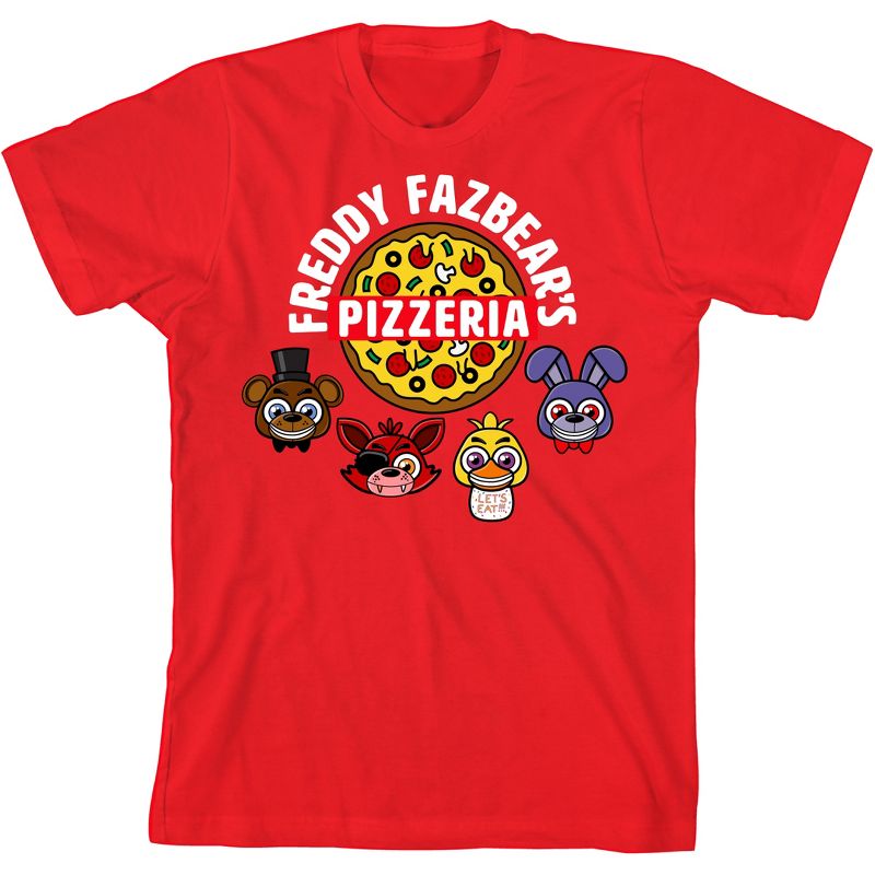 Five Nights at Freddy s Pizzeria Character Group Classic Red Tee, 1 of 4