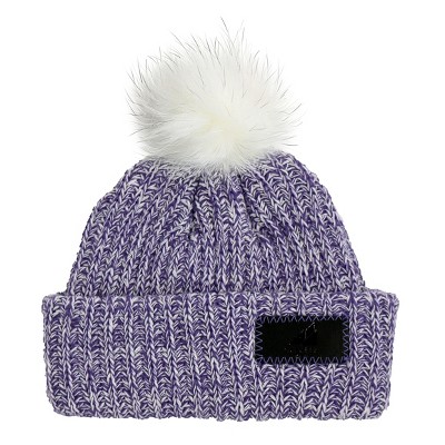 Arctic Gear Infant Cotton Cuff Winter Hat with Pom Purple Grape Blended with White Pom