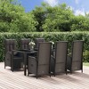 vidaXL 7 Piece Patio Dining Set - Stylish Black Poly Rattan Furniture with Tempered Glass Tabletop and Cushions - Adjustable Outdoor Reclining Chairs - 2 of 4
