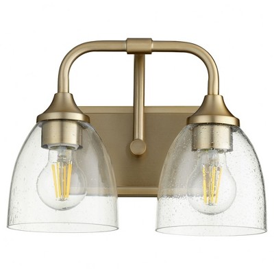 Quorum Lighting Enclave Glass 2-Light Aged Brass Wall Sconce