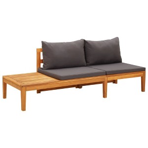 vidaXL Patio Bench with Table Dark Gray Cushions Solid Acacia Wood - 1 of 4