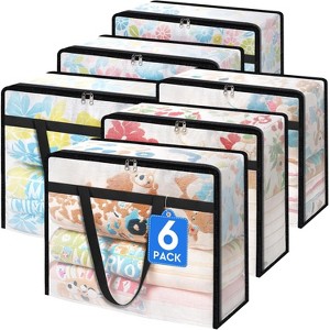 6 Pack Moving Bags Clear Window, Large Packing Bags for Saving Space, Storage Bags Strong Carrying Handles & Zippers - 1 of 4