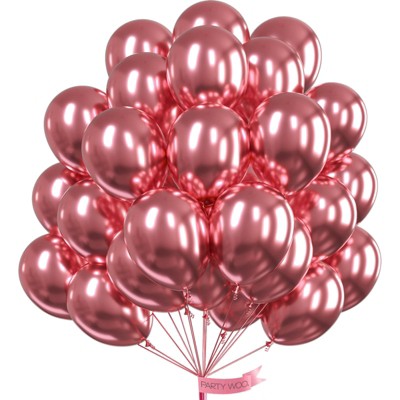 PartyWoo Balloons Metallic Pink 12 Inch 50 pcs