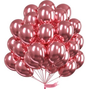 PartyWoo Balloons Metallic Pink 12 Inch 50 pcs - 1 of 4