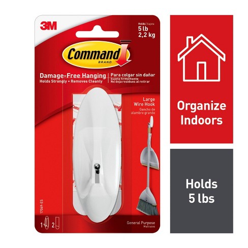 Command Designer Hooks, White, M - 6 count